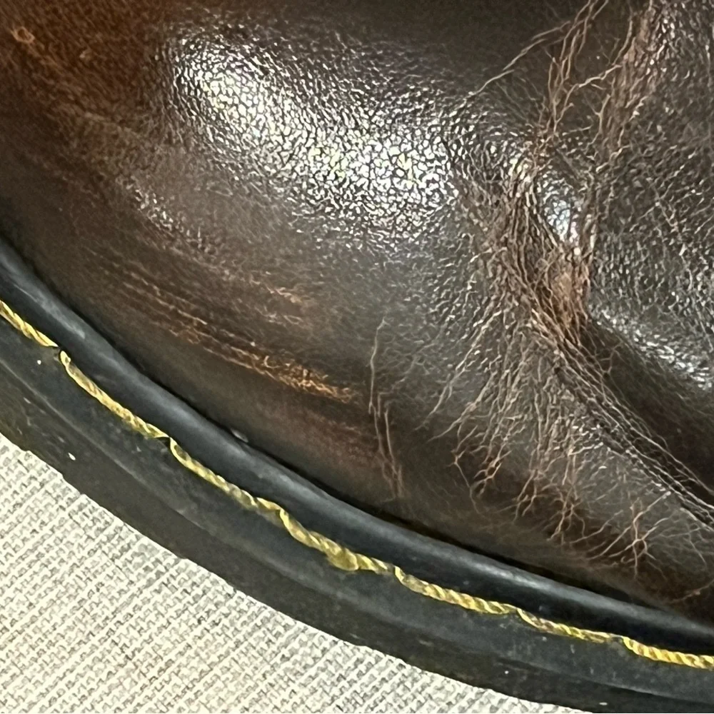 “The Original” Brown Leather, Yellow stitching, 6-eyelet Lace-up Boots, size 38